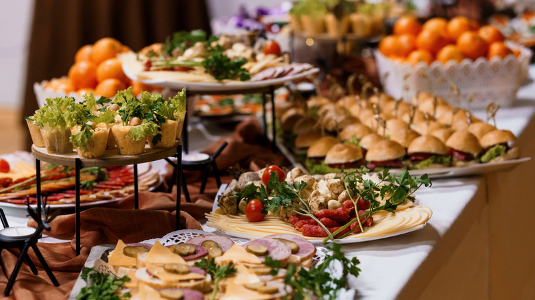 Table of snacks and canapes