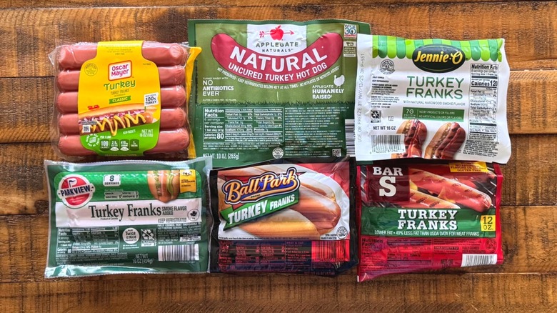 Six brands of turkey hot dog