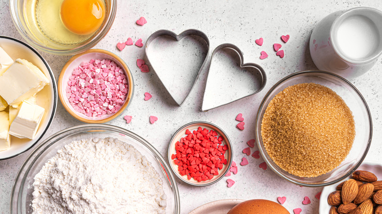 Valentine's Day baking ingredients