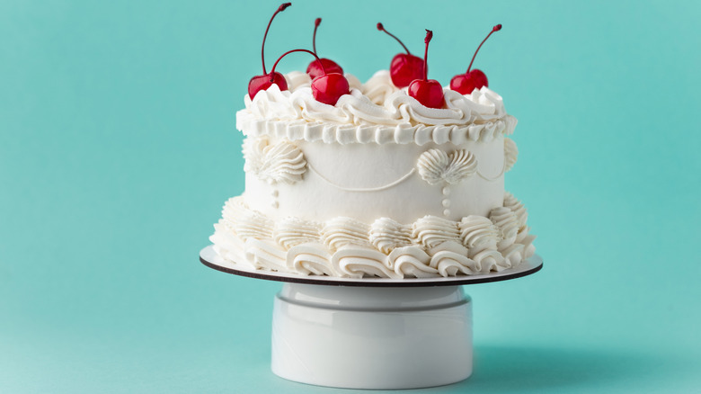 Birthday cake on a cake stand