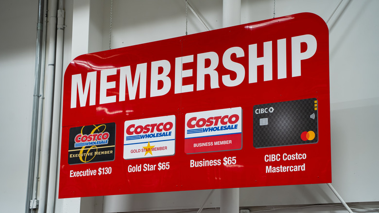Sign for the Costco Membership counter in-store