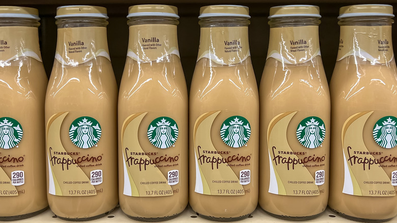 Bottles of Starbucks Frappuccino Chilled Vanilla Coffee drink