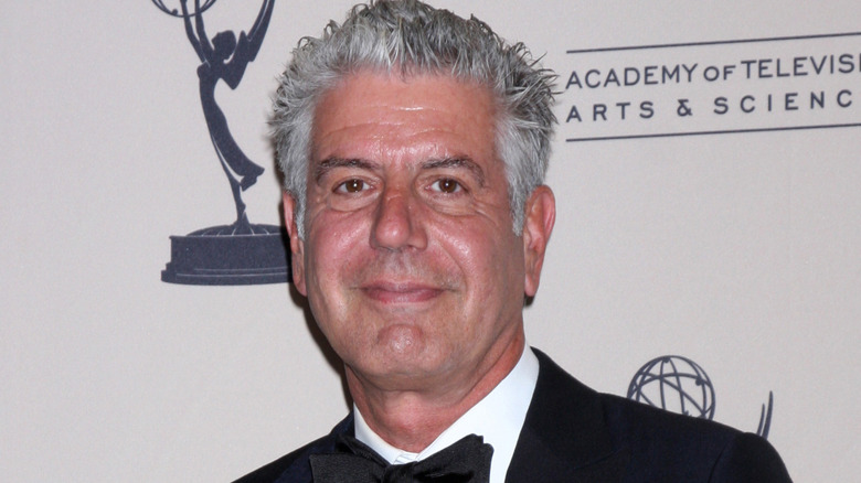 Close-up of Anthony Bourdain at an award ceremony