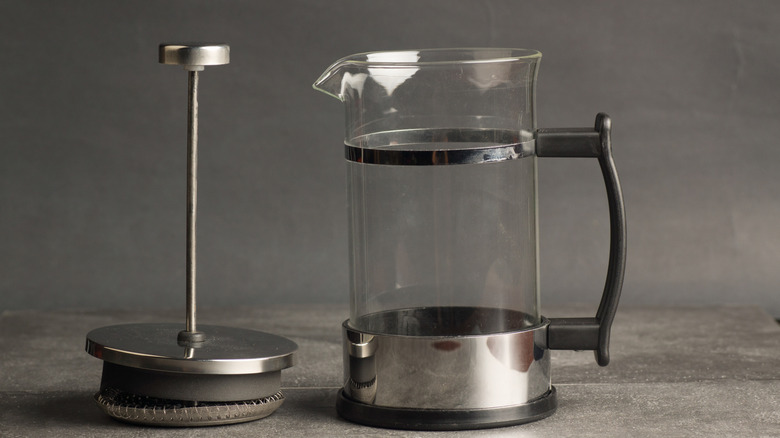Parts of a French press coffee maker